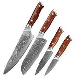 Castmoor Damascus Steel Knife 4 Piece Set with rosewood handles