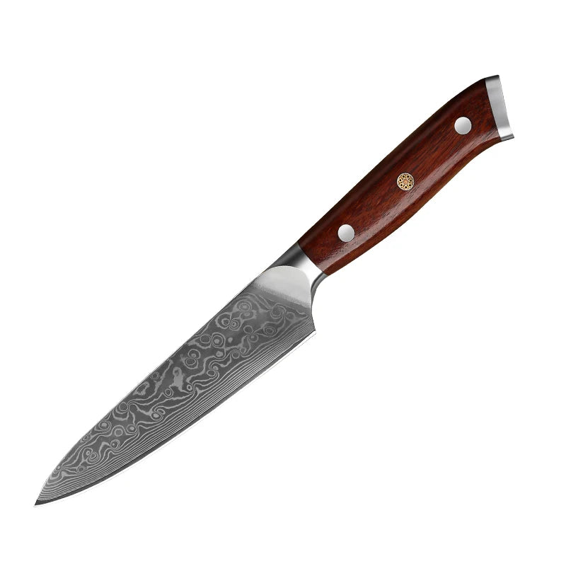 Castmoor Damascus Steel Utility Knife, rosewood handle