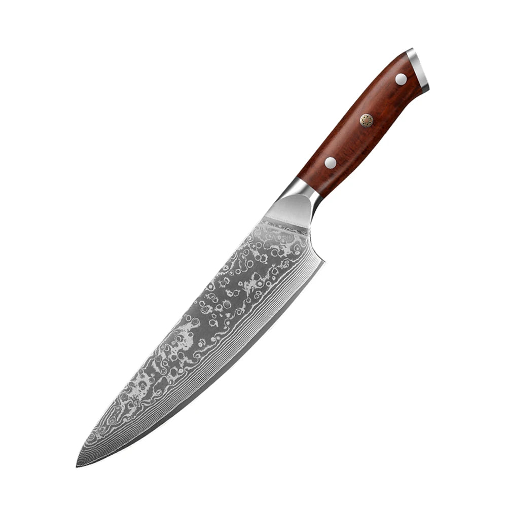 Castmoor Damascus Steel Chef Knife, rosewood handle