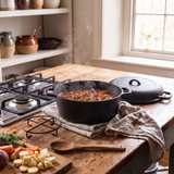 Castmoor Double Dutch Oven with the skillet lid set beside it